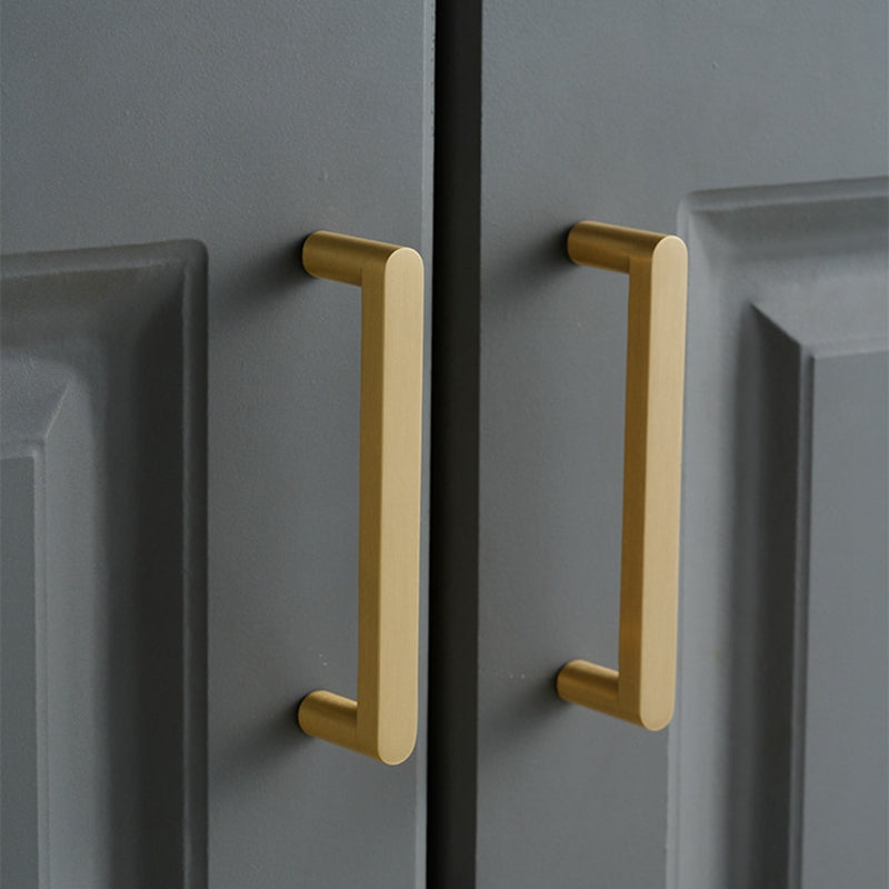 Solid Brass Kitchen Cabinet Handles Gold Drawer Dresser Cupboard Furniture Pulls Hardware Modern