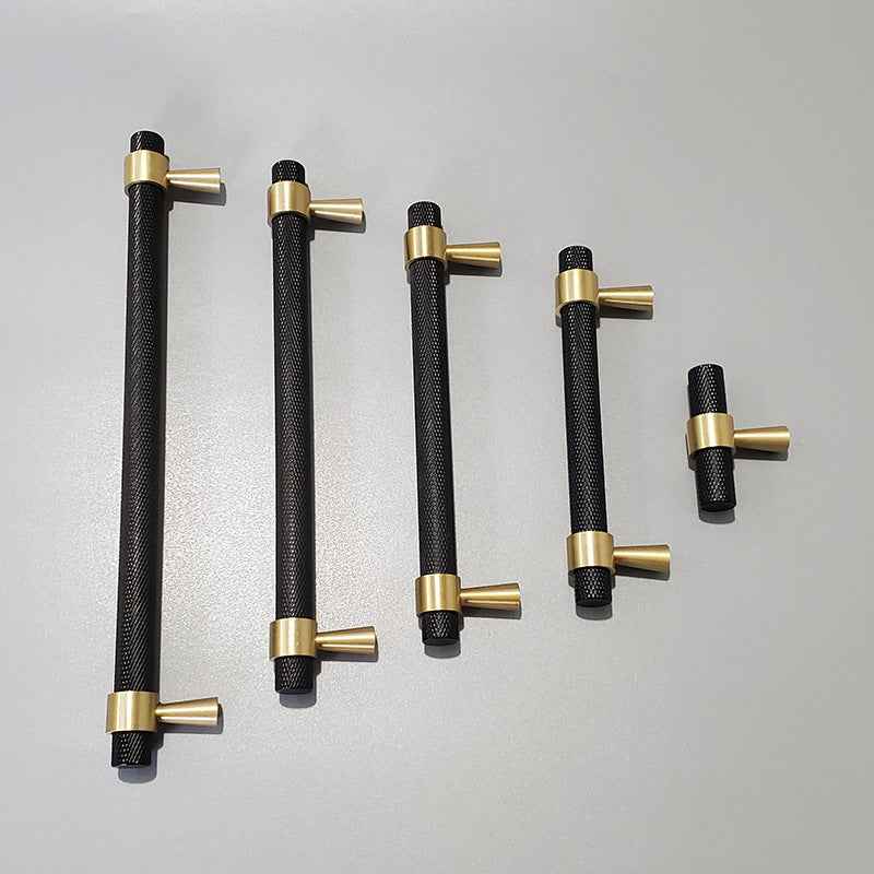Black Knurled Brass Cabinet Handles for Kitchen Cabinets, Drawers, and Wardrobes - FocusHardware