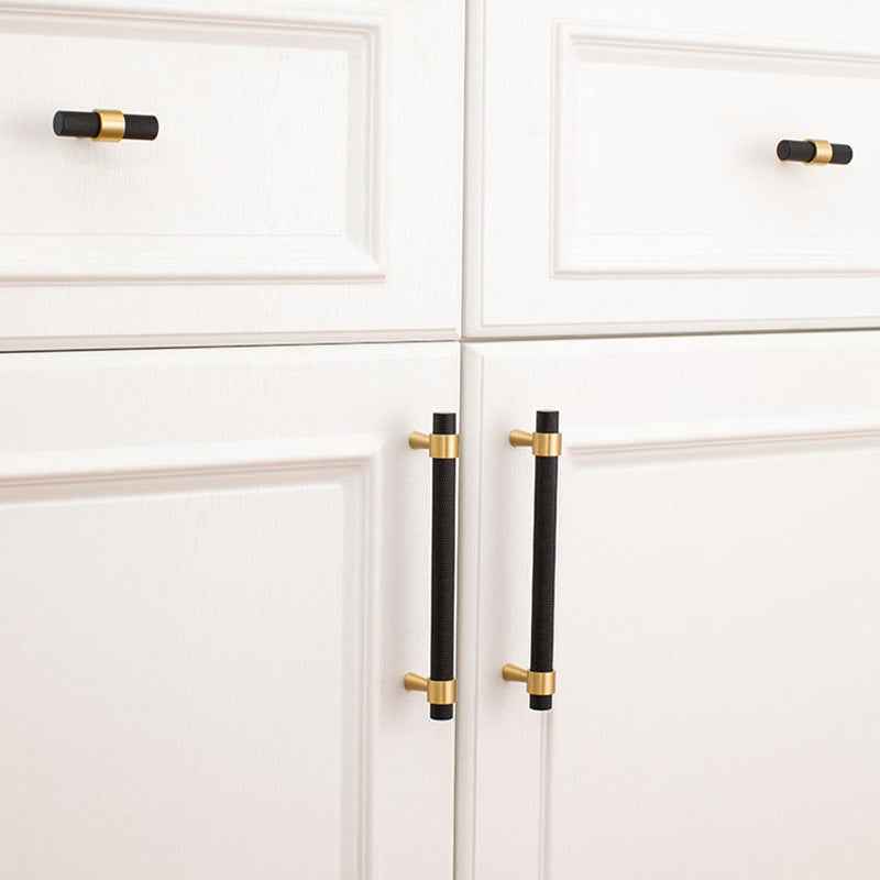 Black Knurled Brass Cabinet Handles for Kitchen Cabinets, Drawers, and Wardrobes - FocusHardware