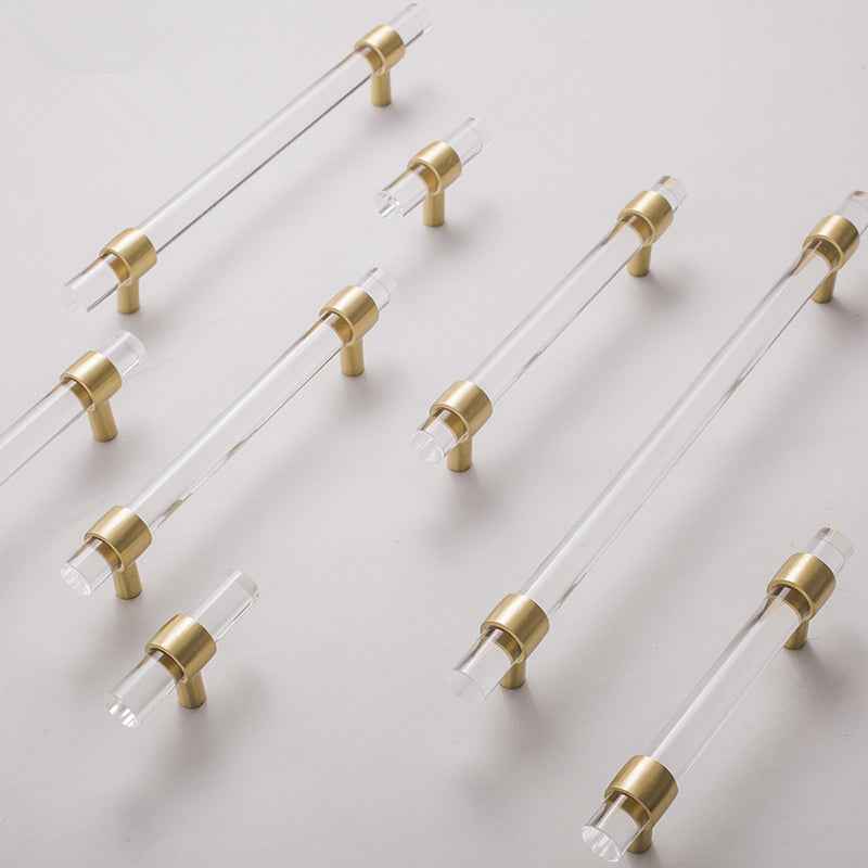 Acrylic and Brass Kitchen Cupboard Handles - Modern Drawer and Dresser Pulls - FocusHardware