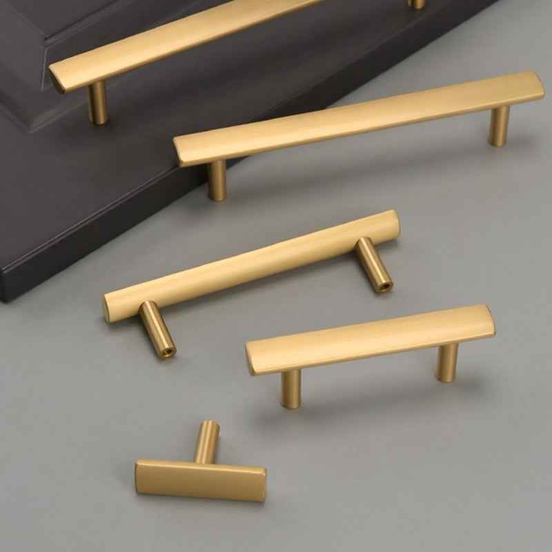 Satin Brass Cabinet Handles for Modern Kitchen and Furniture - Stylish Drawer Knobs and Dresser Pulls - FocusHardware