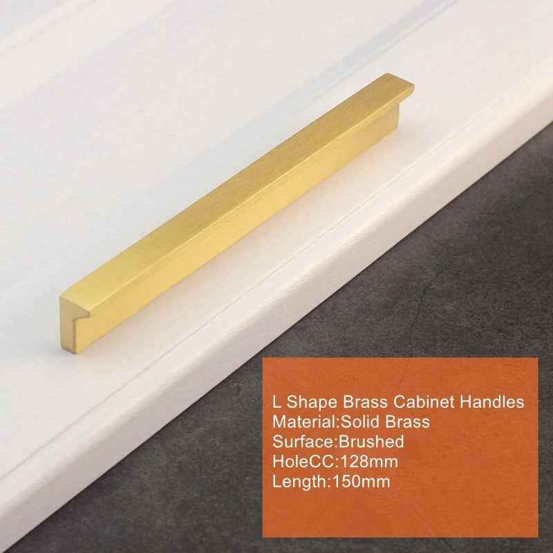 Solid Brass Kitchen Cabinet Knobs and Handles - Brushed Brass Cabinet Handles for Drawers and Cupboards - FocusHardware