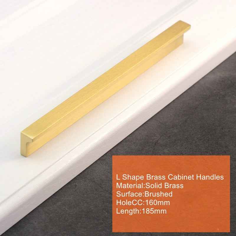 Solid Brass Kitchen Cabinet Knobs and Handles - Brushed Brass Cabinet Handles for Drawers and Cupboards - FocusHardware
