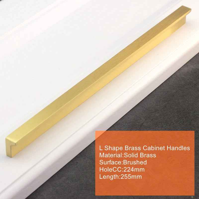 Solid Brass Kitchen Cabinet Knobs and Handles - Brushed Brass Cabinet Handles for Drawers and Cupboards - FocusHardware