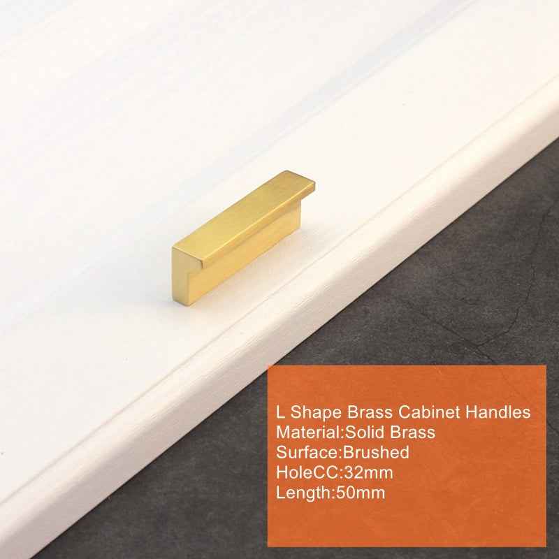 Solid Brass Kitchen Cabinet Knobs and Handles - Brushed Brass Cabinet Handles for Drawers and Cupboards - FocusHardware