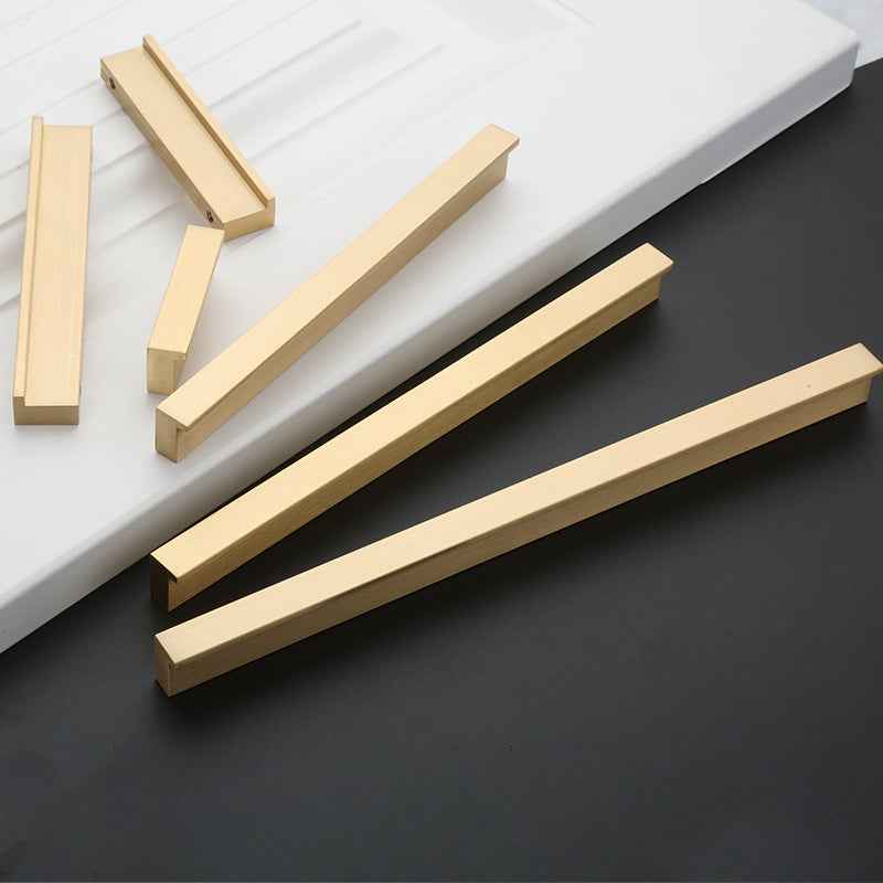 Solid Brass Kitchen Cabinet Knobs and Handles - Brushed Brass Cabinet Handles for Drawers and Cupboards - FocusHardware