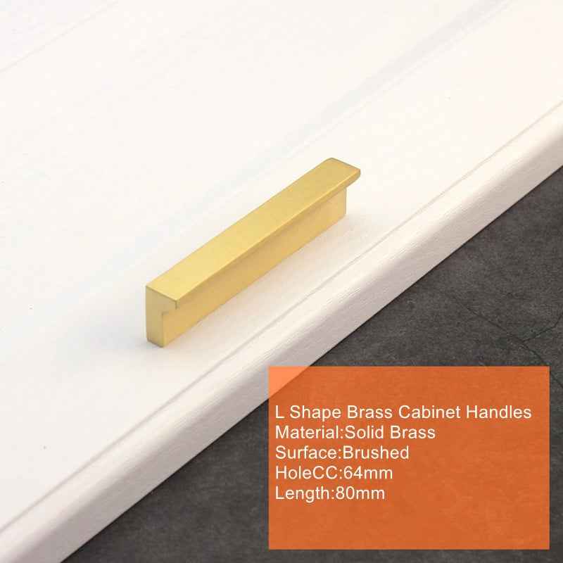 Solid Brass Kitchen Cabinet Knobs and Handles - Brushed Brass Cabinet Handles for Drawers and Cupboards - FocusHardware