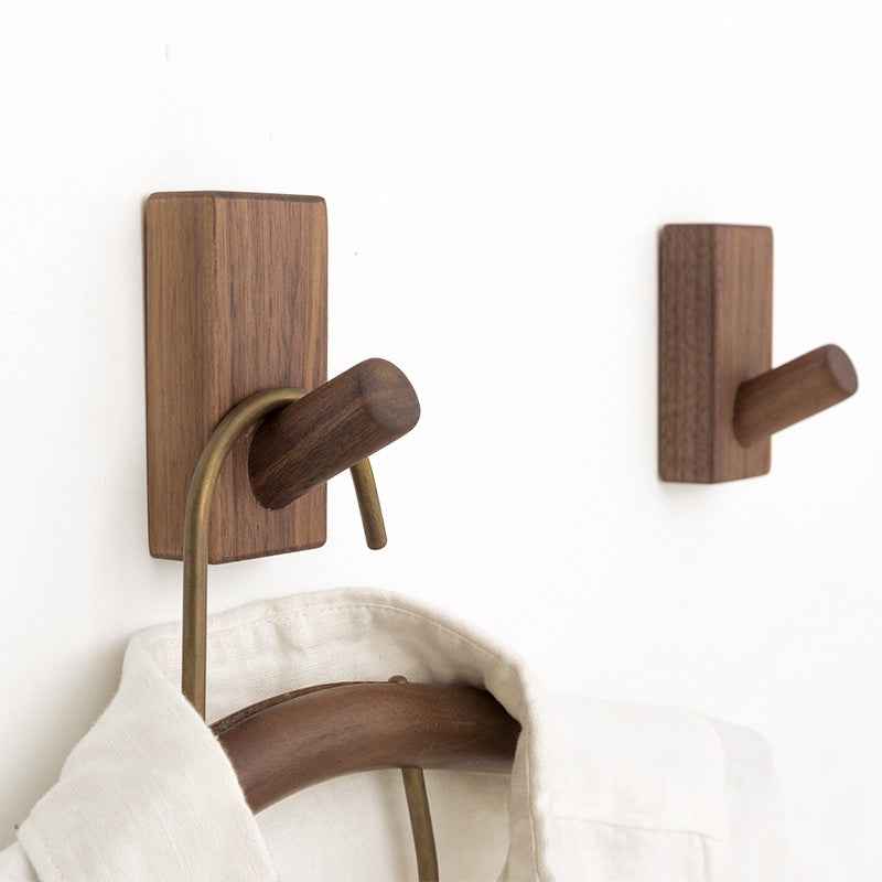 Wooden Wall Mounted Hook Walnut Coat/Hat/key Hanger Towel Hook for Hanging Modern - FocusHardware