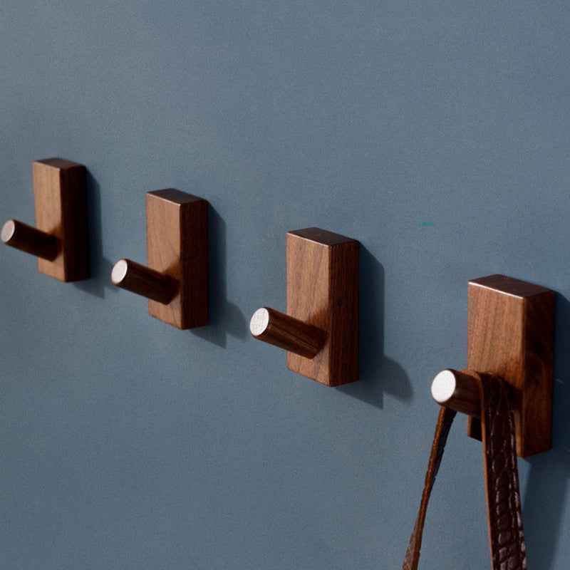 Wooden Wall Mounted Hook Walnut Coat/Hat/key Hanger Towel Hook for Hanging Modern - FocusHardware