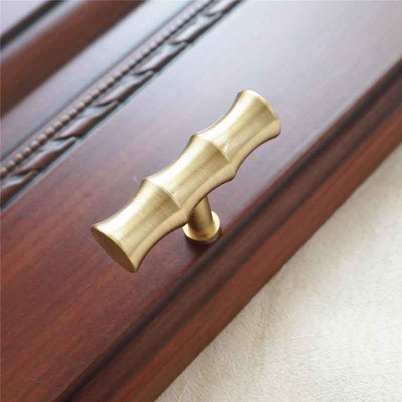 Bamboo Brass Cabinet Knobs for Stylish Kitchen Drawer and Closet Door Pulls in Gold - FocusHardware