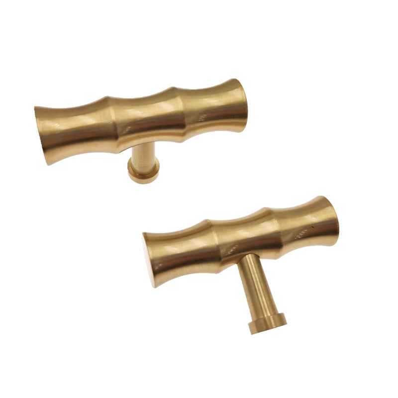 Bamboo Brass Cabinet Knobs for Stylish Kitchen Drawer and Closet Door Pulls in Gold - FocusHardware