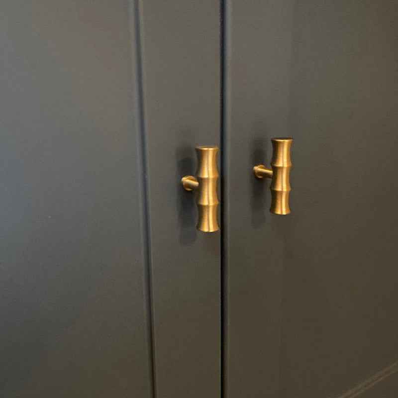 Bamboo Brass Cabinet Knobs for Stylish Kitchen Drawer and Closet Door Pulls in Gold - FocusHardware