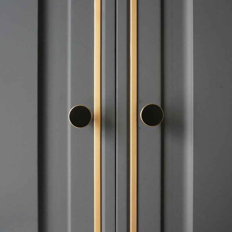 Modern Brass Kitchen Cabinet Knobs - Round Pulls for Black Drawer Dresser and Cupboard Furniture - FocusHardware