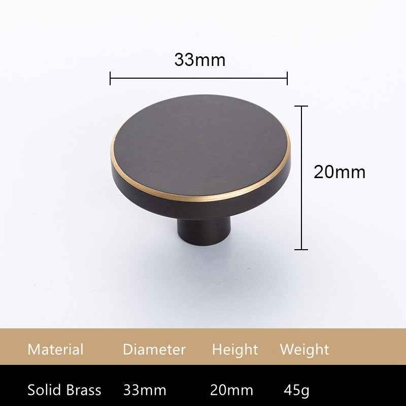 Modern Brass Kitchen Cabinet Knobs - Round Pulls for Black Drawer Dresser and Cupboard Furniture - FocusHardware