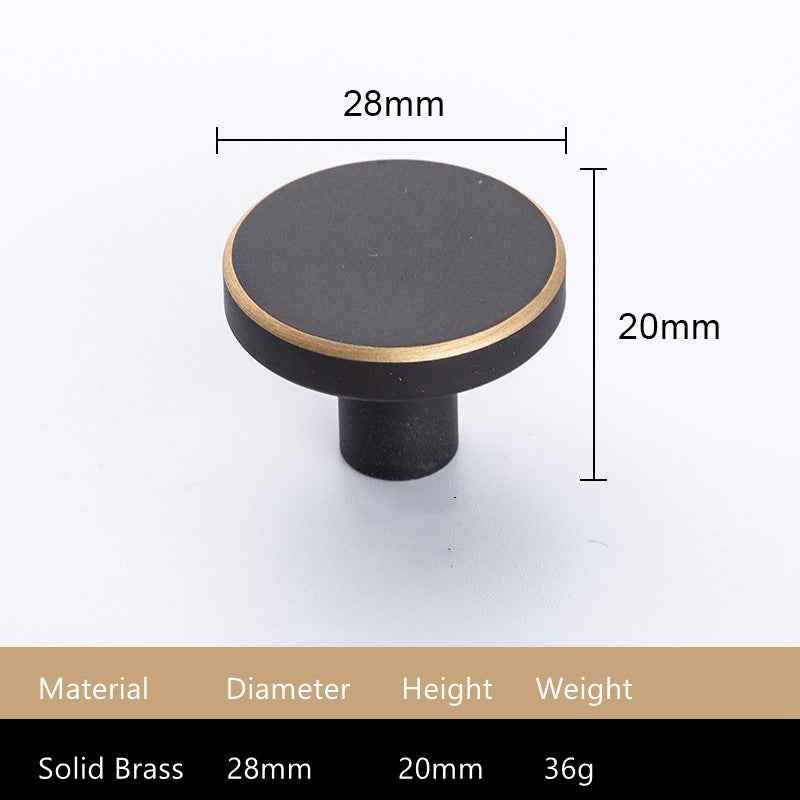 Modern Brass Kitchen Cabinet Knobs - Round Pulls for Black Drawer Dresser and Cupboard Furniture - FocusHardware