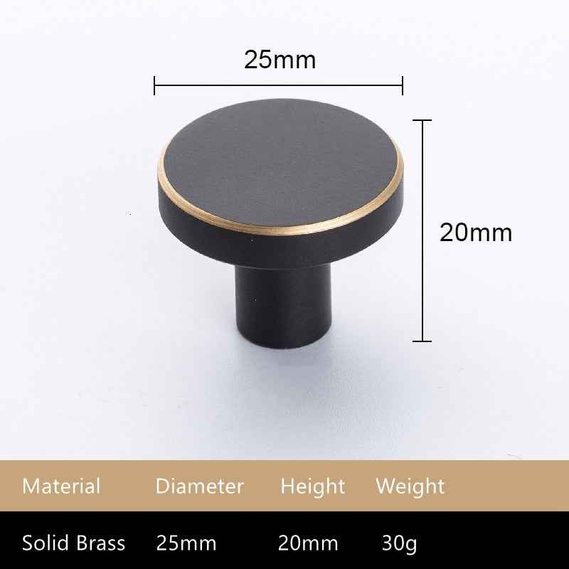 Modern Brass Kitchen Cabinet Knobs - Round Pulls for Black Drawer Dresser and Cupboard Furniture - FocusHardware