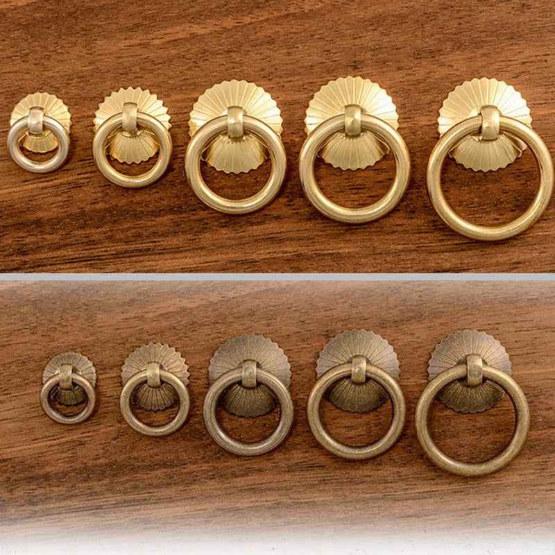 Brass Cabinet Pulls Antique Drawer Knobs Retro Dresser Handles for Kitchen Cupboards - FocusHardware