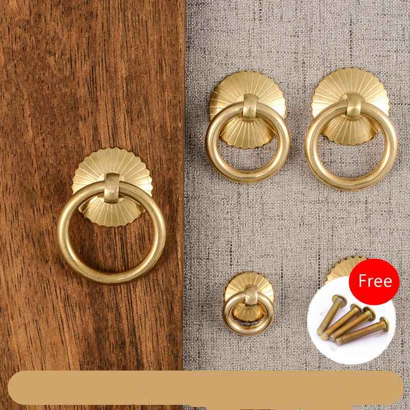 Brass Cabinet Pulls Antique Drawer Knobs Retro Dresser Handles for Kitchen Cupboards - FocusHardware