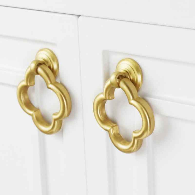 Solid Brass Drawer Pulls for Kitchen Cabinets - Gold Dresser Ring Knobs and Handles - FocusHardware