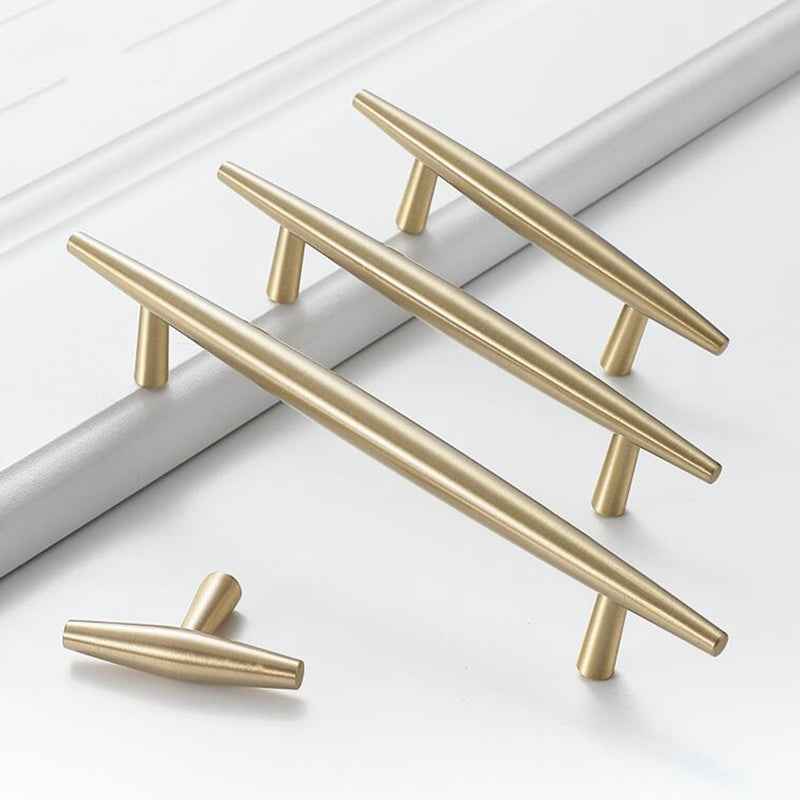 Modern Brass Cupboard Handles - Stylish Gold Drawer Dresser Pulls for Kitchen and Furniture - FocusHardware