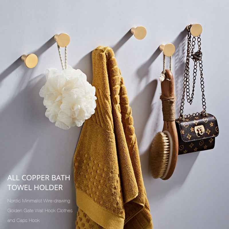 Brass Coat Hooks for Decorative Wall and Door Hanging | Rustproof Gold Hanger for Kitchen, Bathroom, Clothes, and Hats - FocusHardware