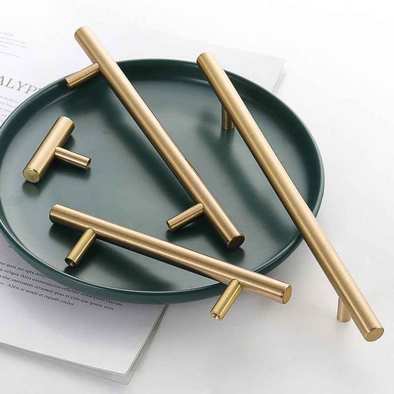 Modern Brass Cabinet Pulls for Kitchen Cabinets and Cupboard Doors - Stylish Gold Handles - FocusHardware
