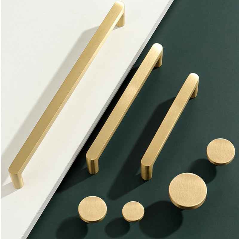 Modern Brass Cabinet Knobs Handles for Dresser, Drawer, and Wardrobe - Gold Furniture Hardware - FocusHardware