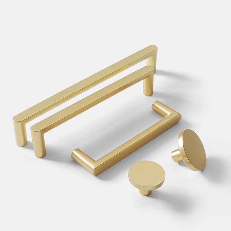 Modern Brass Cabinet Knobs Handles for Dresser, Drawer, and Wardrobe - Gold Furniture Hardware - FocusHardware