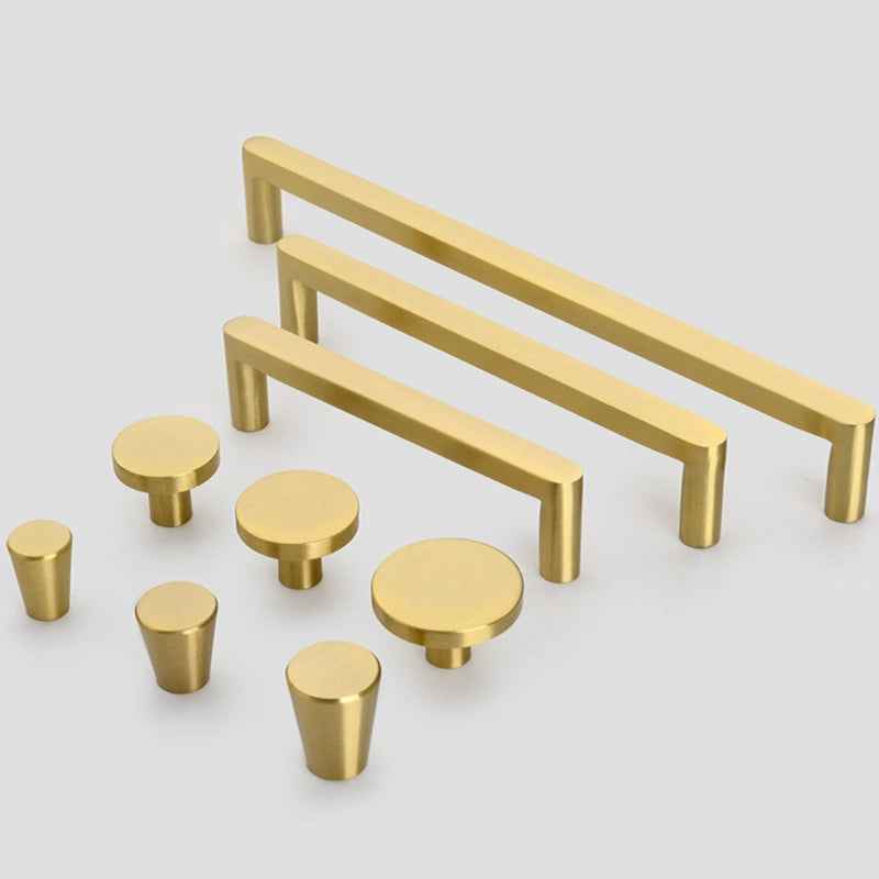 Brushed Brass Cabinet Handles for Modern Kitchen Drawers and Dresser Pulls - FocusHardware