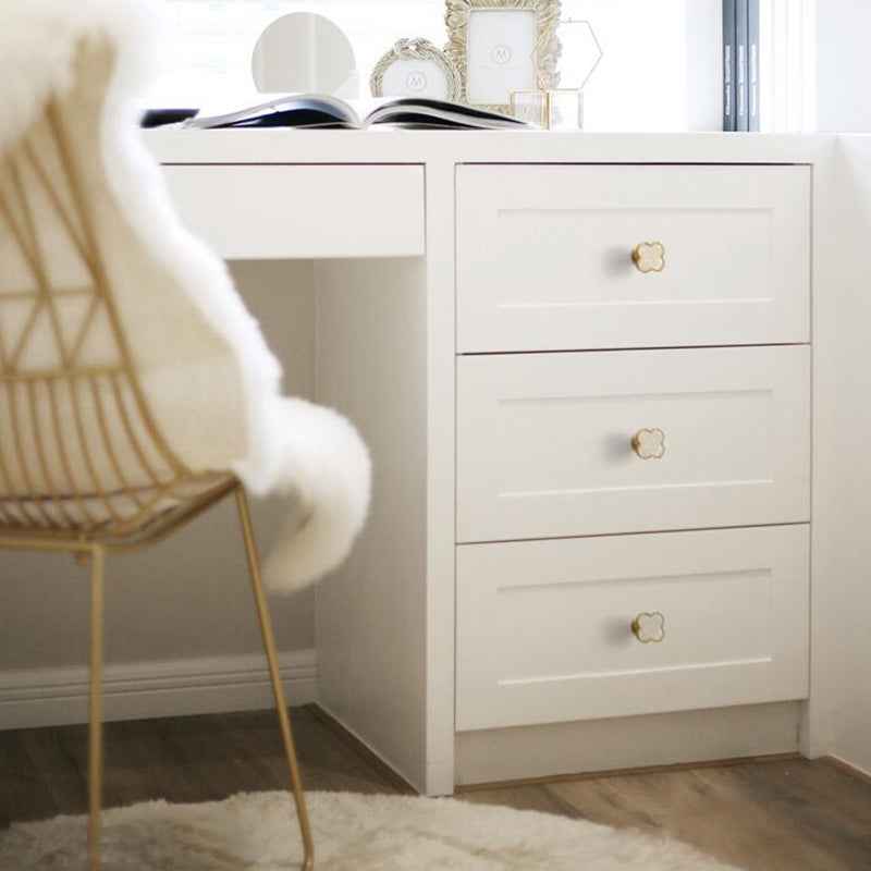 Brass Knobs for Kitchen Cabinets - Decorative White Clovers Drawer Dresser Pulls and Cupboard Handles - FocusHardware