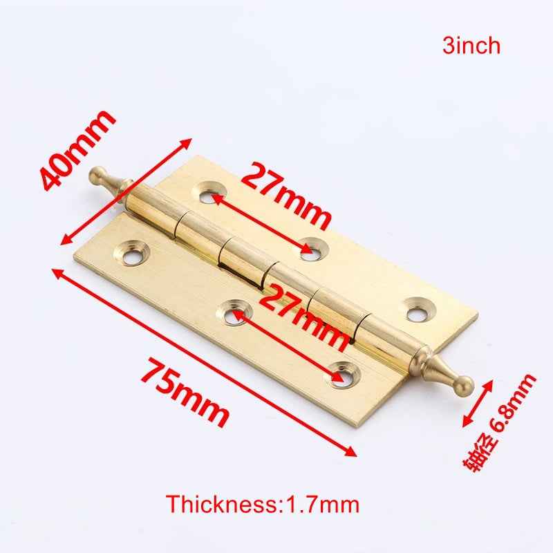 Decorative Brass Hinges Small for Wooden Boxes - 2"/2.5"/3" Size Options - FocusHardware