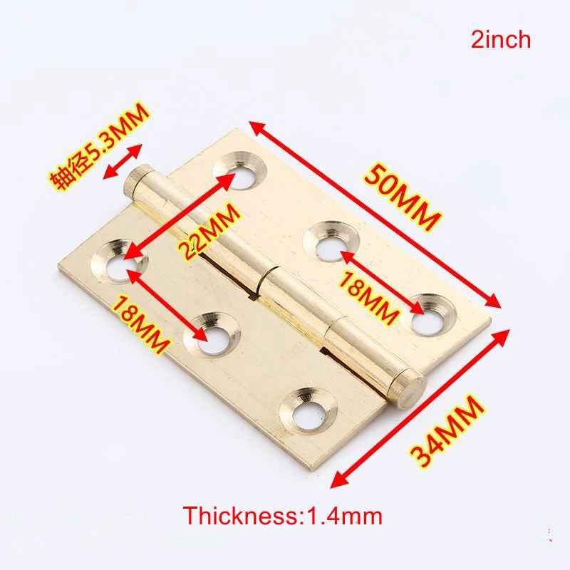 Modern Brass Hinges for Cabinet Doors - Gold Cupboard Furniture Folding Butt Small Hinges 2"/2.5"/3" - FocusHardware