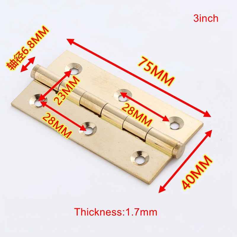 Modern Brass Hinges for Cabinet Doors - Gold Cupboard Furniture Folding Butt Small Hinges 2"/2.5"/3" - FocusHardware