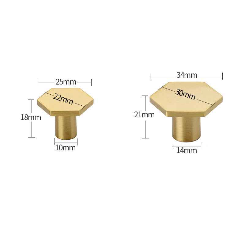 Modern Hexagon Brass Drawer Handles - Solid Brass Kitchen Cabinet Door Pulls & Gold Furniture Knobs - FocusHardware
