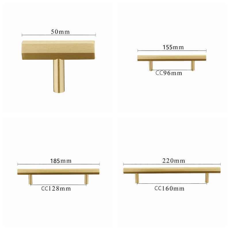Hexagon Brass Cabinet Handles for Kitchen, Drawer, Dresser, and Cupboard - Stylish Gold Pulls in 96mm, 128mm, and 160mm Sizes - FocusHardware