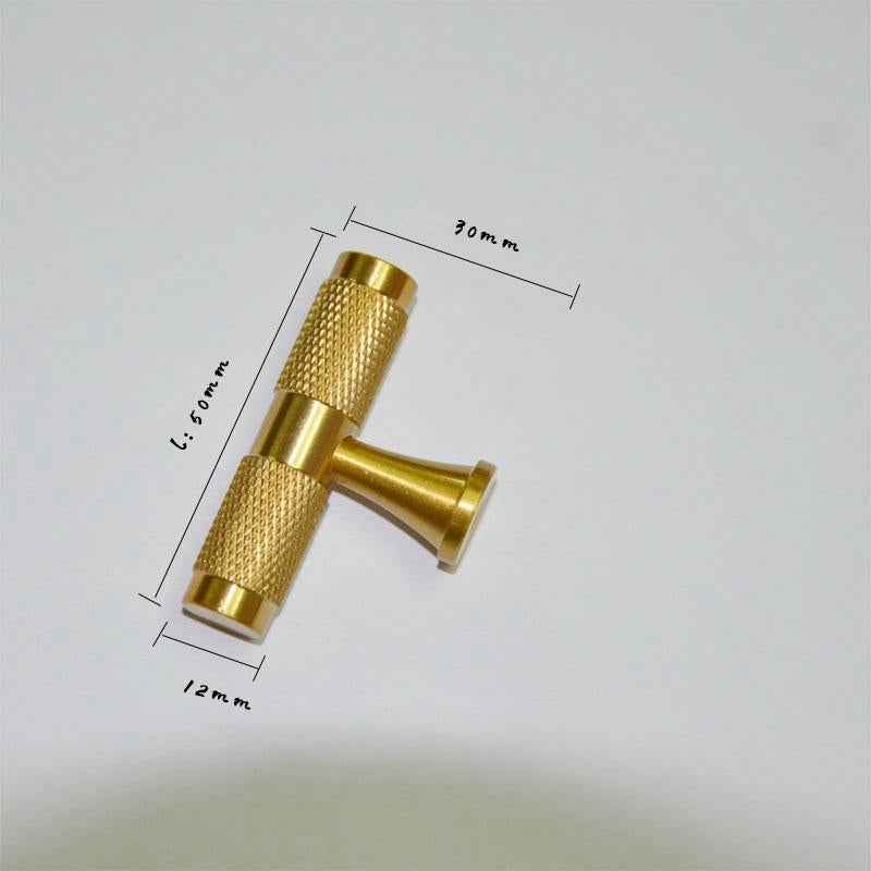 Knurled Brass Cabinet Pulls for Modern Kitchen, Gold Drawer Dresser Cupboard Door Handles - FocusHardware