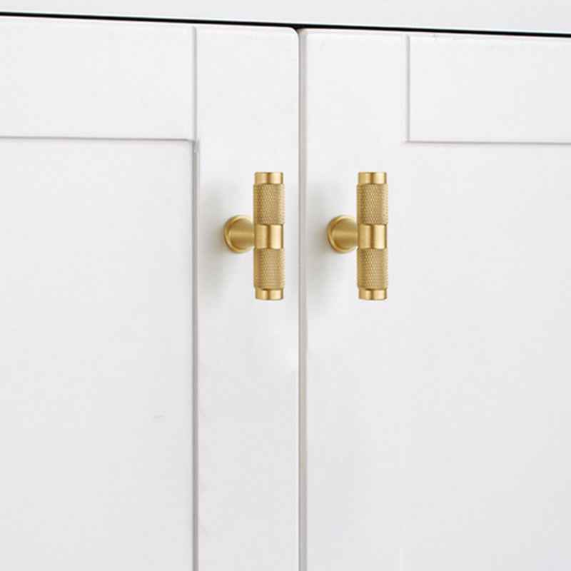 Knurled Brass Cabinet Pulls for Modern Kitchen, Gold Drawer Dresser Cupboard Door Handles - FocusHardware