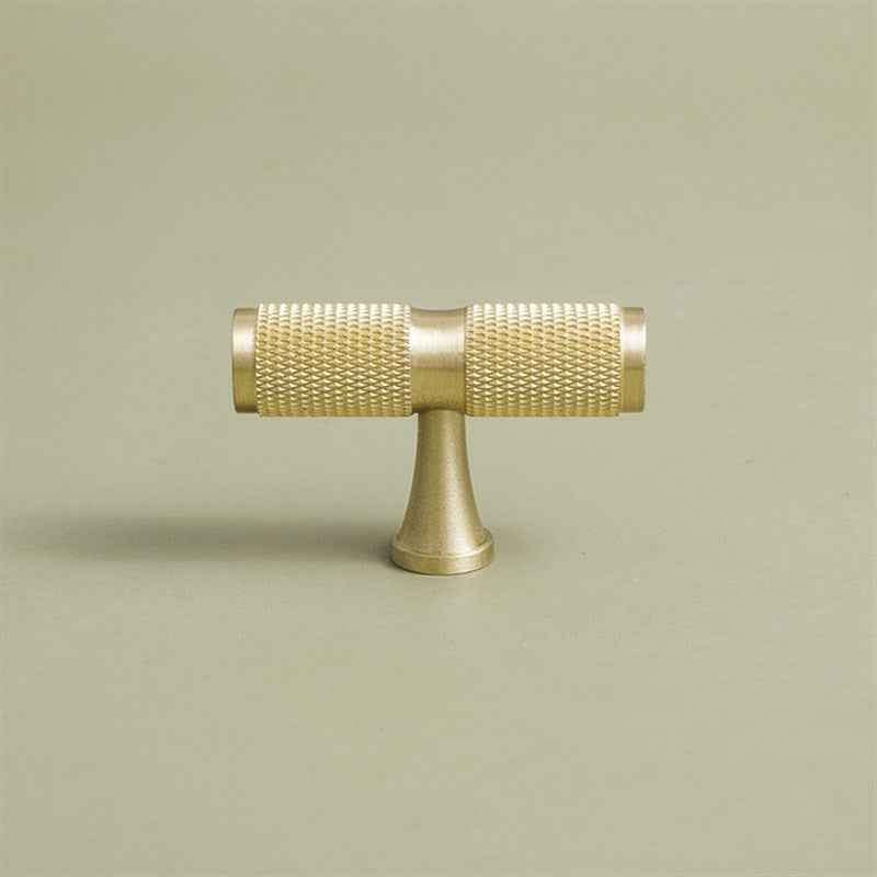 Knurled Brass Cabinet Pulls for Modern Kitchen, Gold Drawer Dresser Cupboard Door Handles - FocusHardware