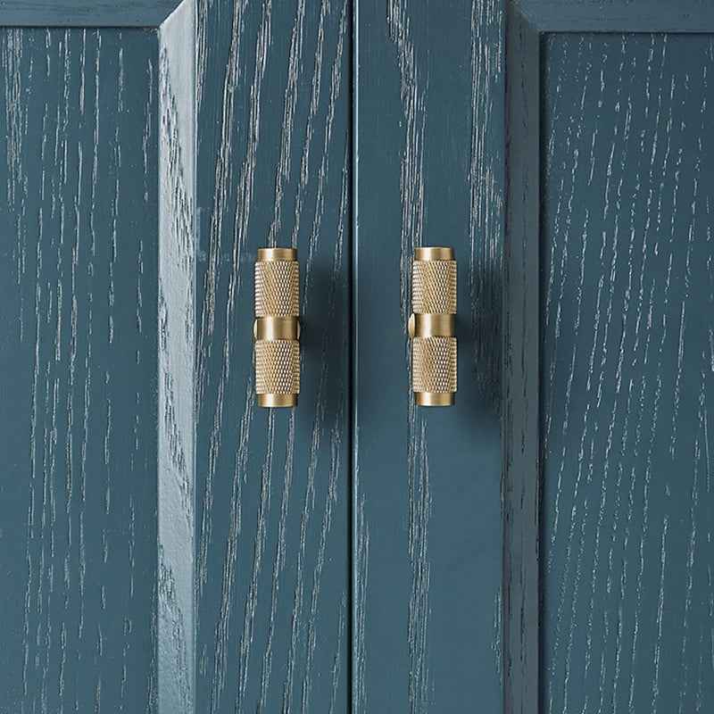 Knurled Brass Cabinet Pulls for Modern Kitchen, Gold Drawer Dresser Cupboard Door Handles - FocusHardware