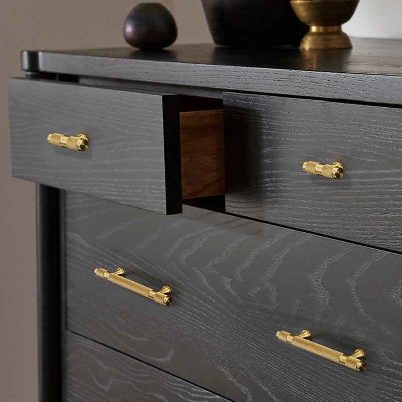 Modern Knurled Brass Kitchen Handles and Cabinet Knobs - Gold Drawer Dresser Pulls for Furniture and Cupboard Hardware - FocusHardware