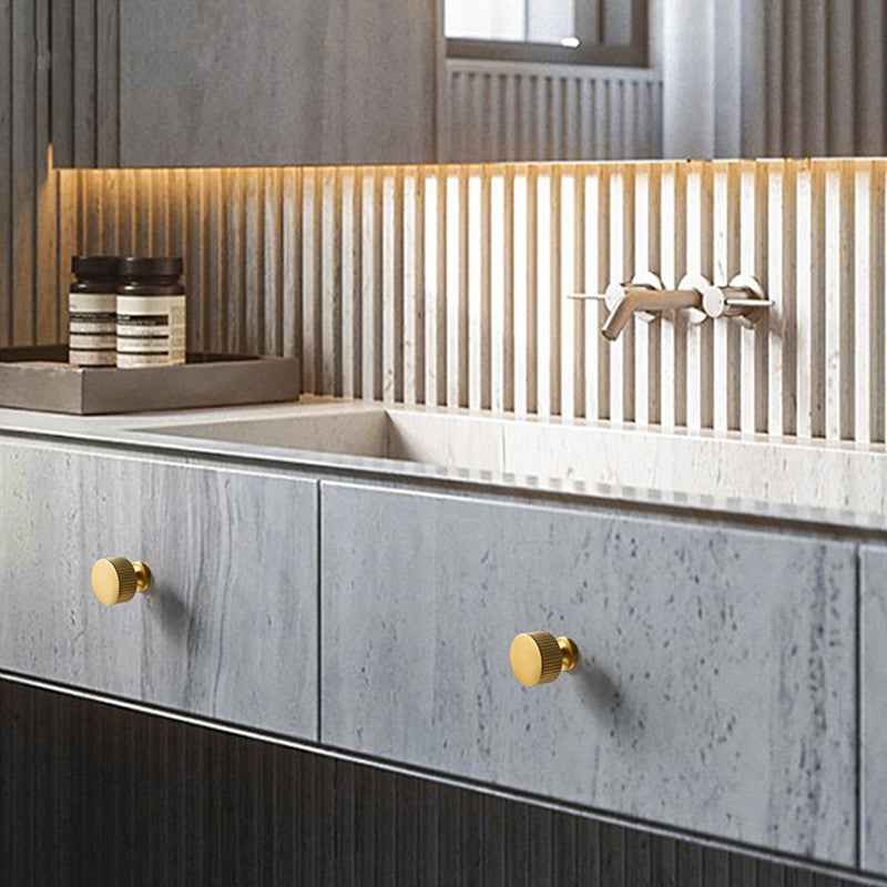 Modern Satin Brass Cabinet Knobs for Drawers, Dresser, Kitchen Pulls, and Decorative Furniture - FocusHardware