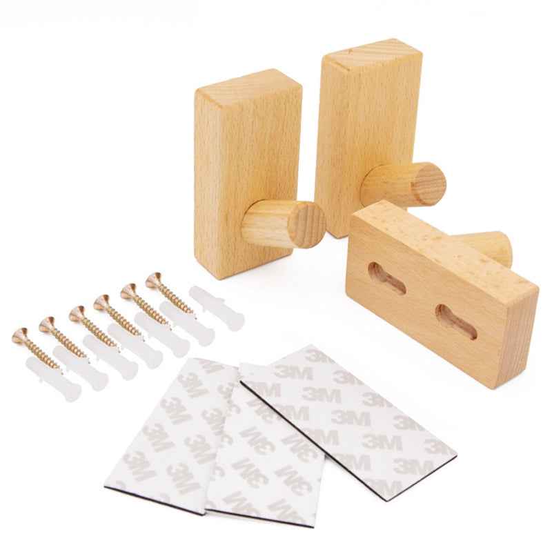 Wooden Wall Mounted Hook Oak Coat and Hat Purse Wardrobe Hanger Towel Hook for Hanging - FocusHardware