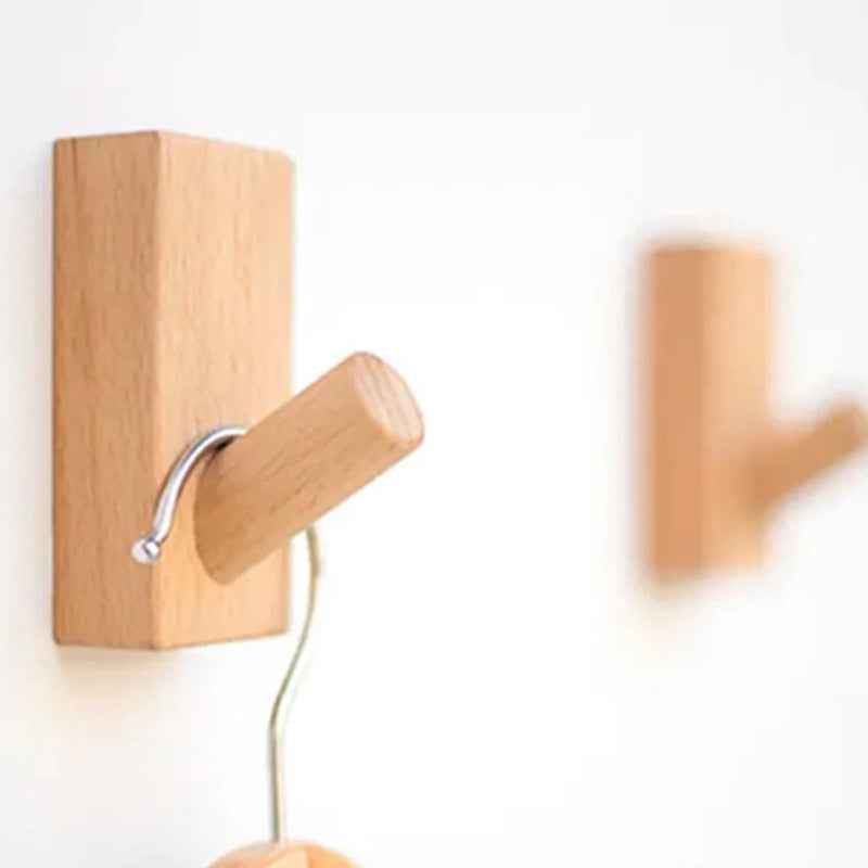 Wooden Wall Mounted Hook Oak Coat and Hat Purse Wardrobe Hanger Towel Hook for Hanging - FocusHardware
