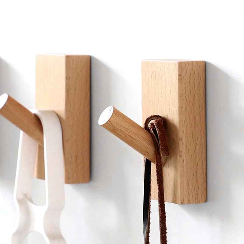 Wooden Wall Mounted Hook Oak Coat and Hat Purse Wardrobe Hanger Towel Hook for Hanging - FocusHardware