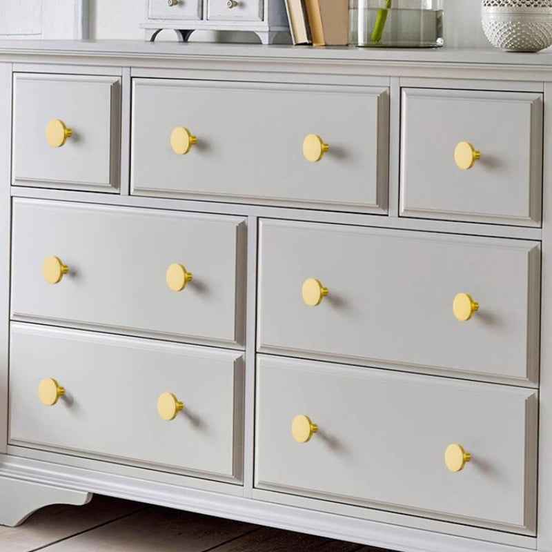 Round Solid Brass Cabinet Knobs for Kitchen Drawers and Furniture - Gold Dresser and Wardrobe Pulls - FocusHardware