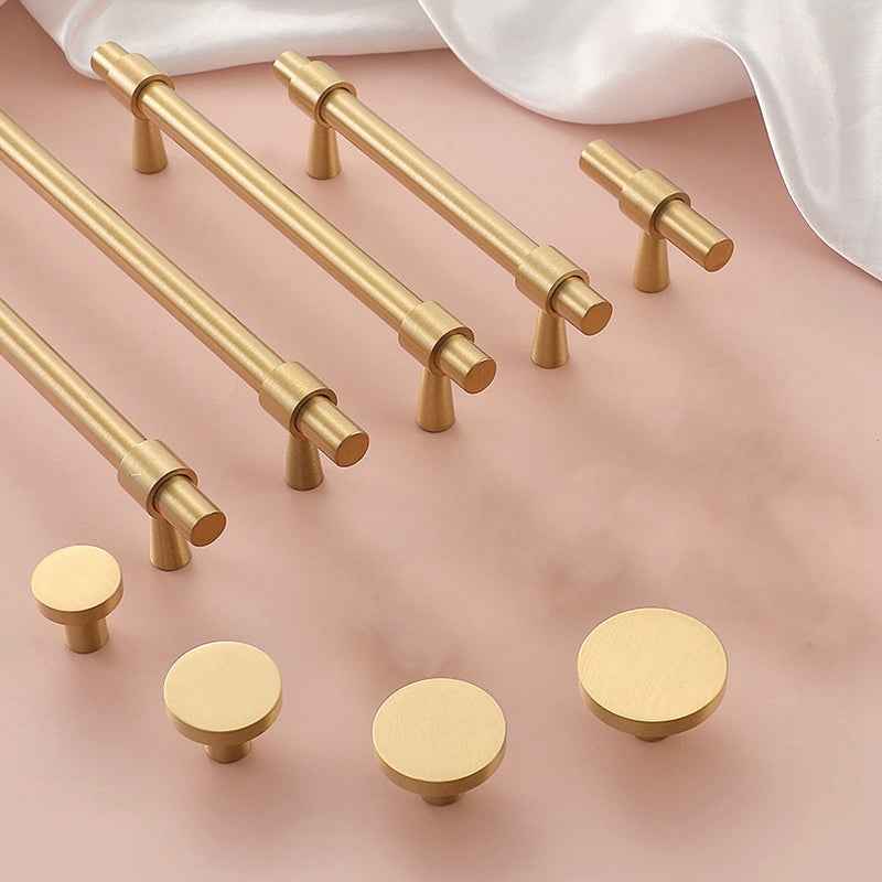 Minimalist Brass Kitchen Cabinet Handles and Pulls for Drawer, Dresser, and Cupboard