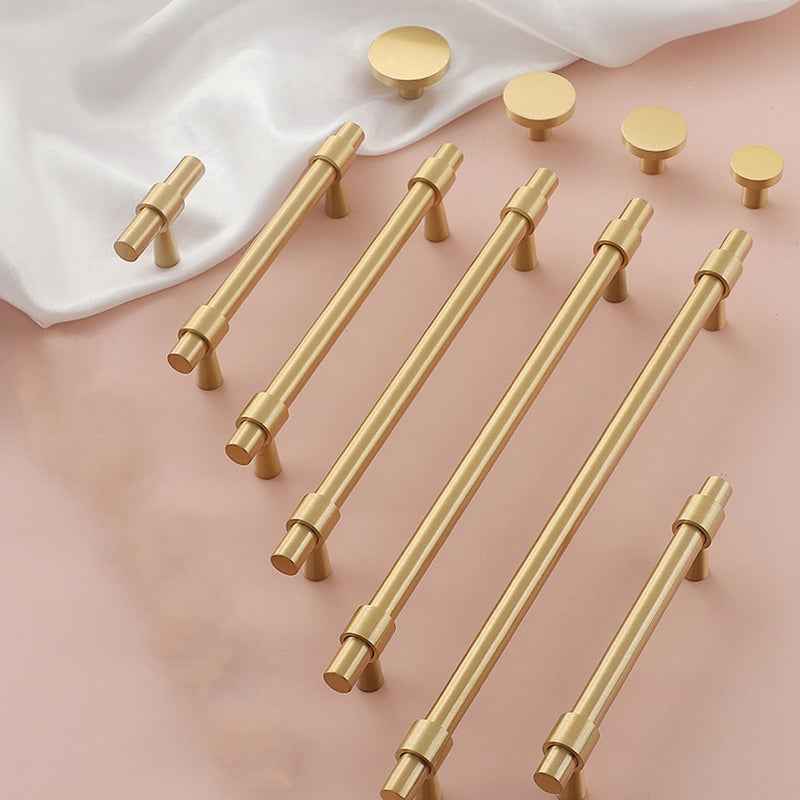 Minimalist Brass Kitchen Cabinet Handles and Pulls for Drawer, Dresser, and Cupboard - FocusHardware
