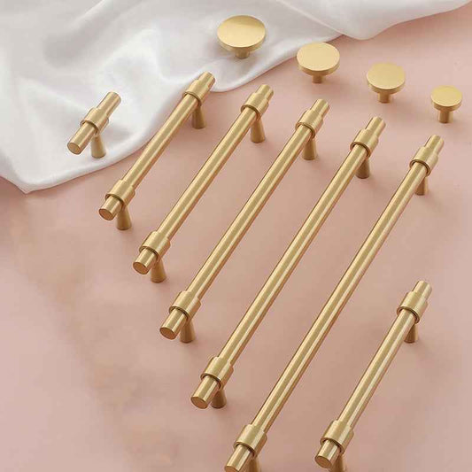 Minimalist Brass Kitchen Cabinet Handles and Pulls for Drawer, Dresser, and Cupboard - FocusHardware