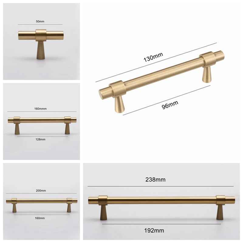 Minimalist Brass Kitchen Cabinet Handles and Pulls for Drawer, Dresser, and Cupboard - FocusHardware