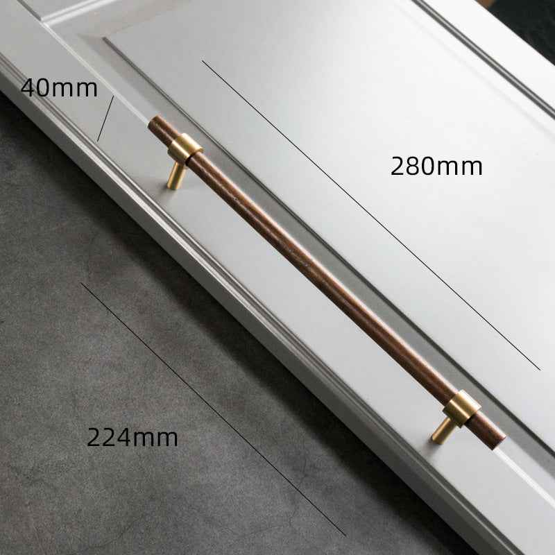 Wooden Cabinet Pulls - Walnut Drawer Dresser Cupboard Door Handles with Brass Finish - FocusHardware